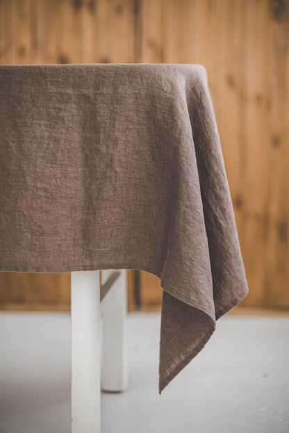 Cocoa linen tablecloth