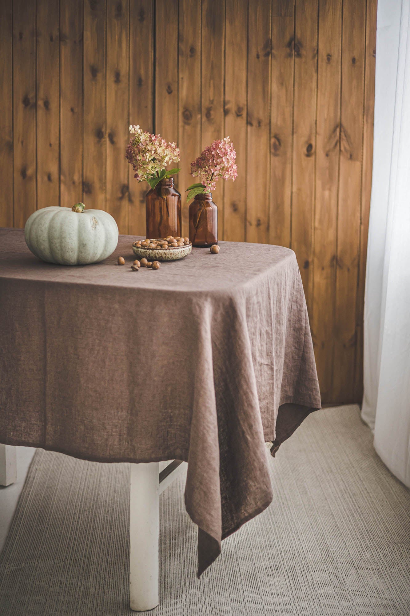 Cocoa linen tablecloth