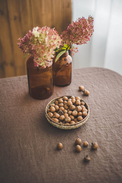 Cocoa linen tablecloth