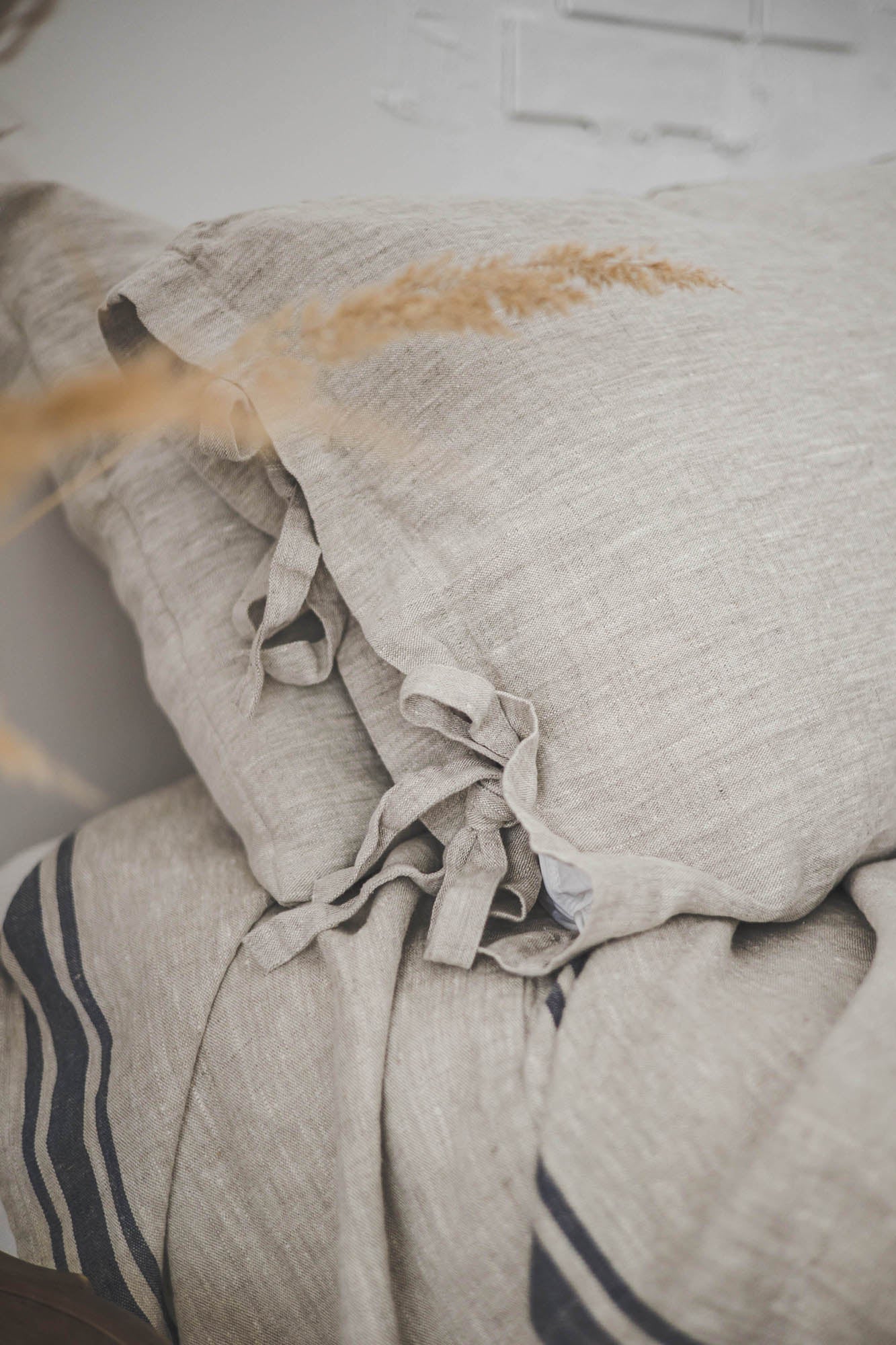 Rustic linen pillowcase