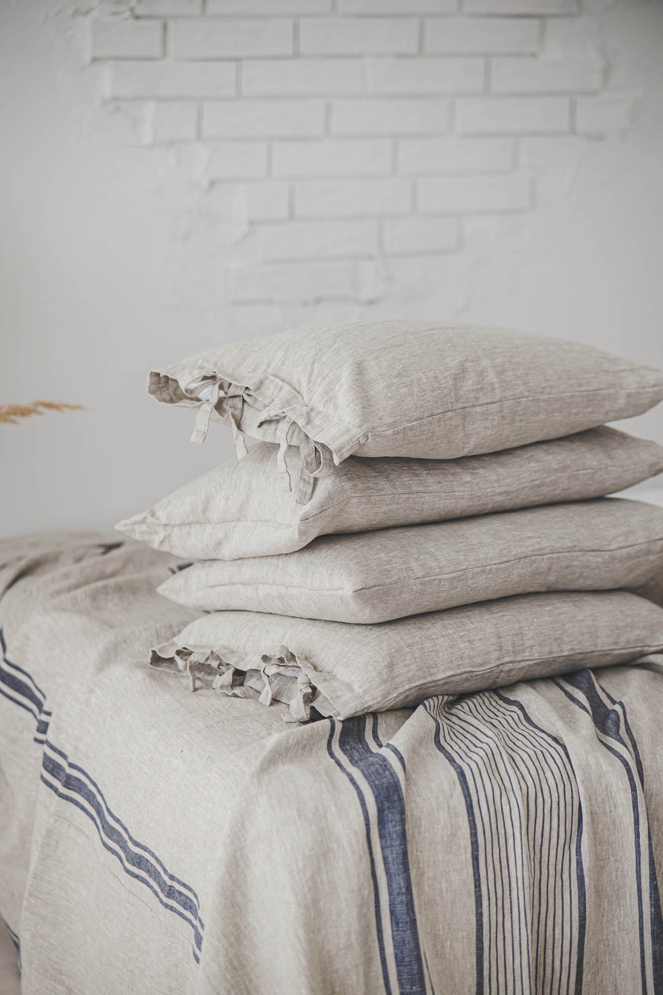 Rustic linen pillowcase