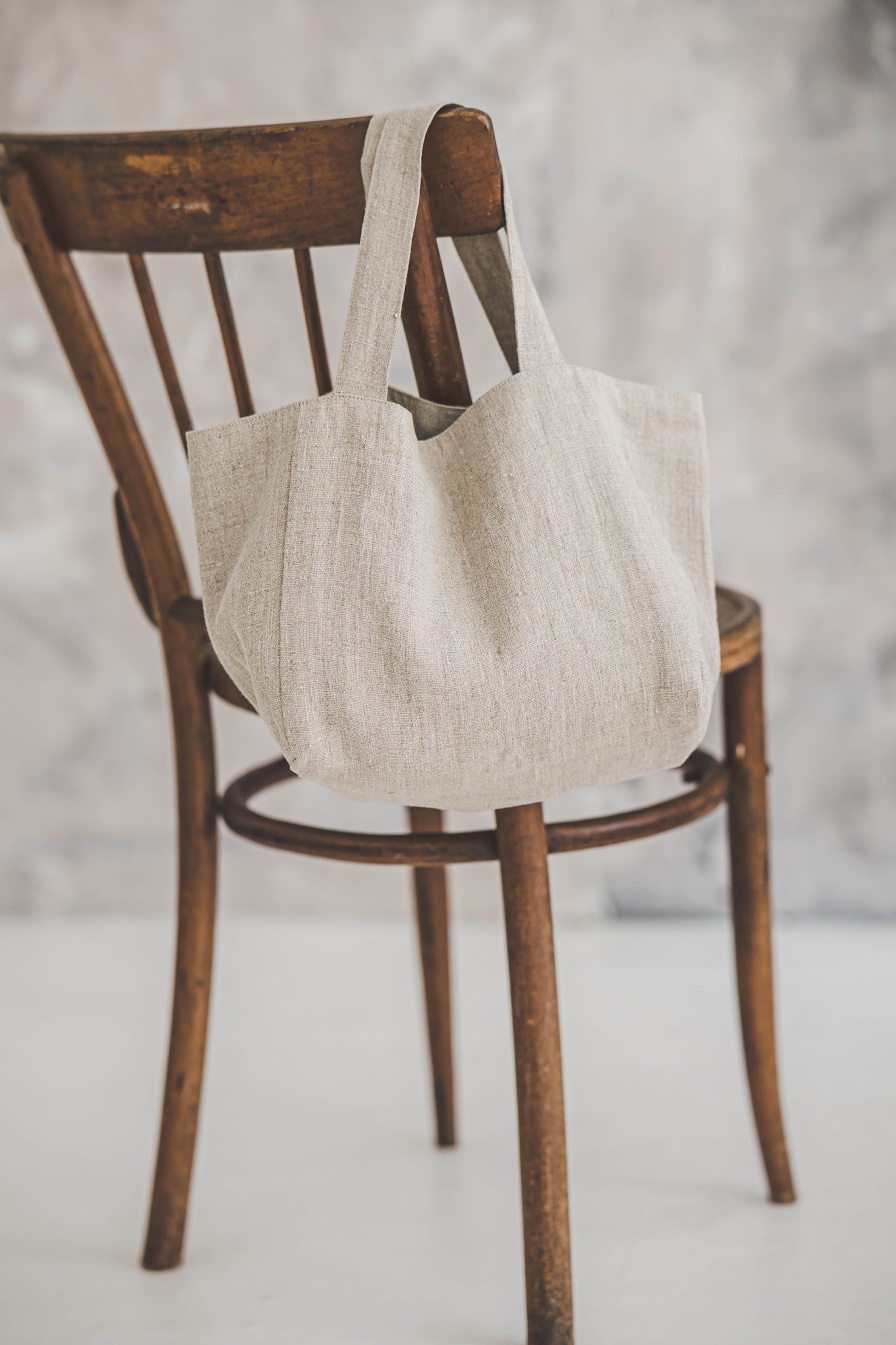 Natural linen handbag