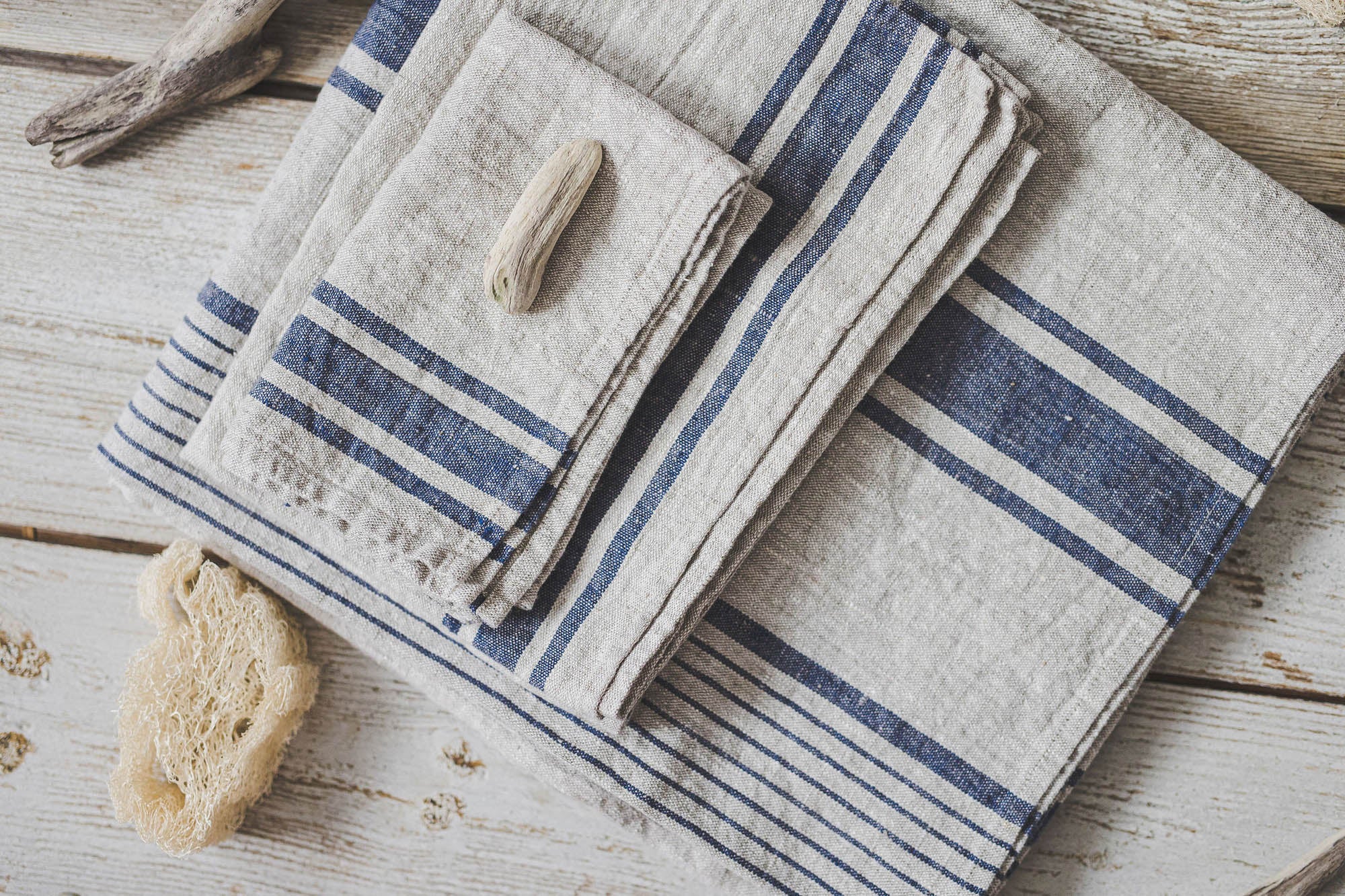 Blue and gray discount striped bath towels