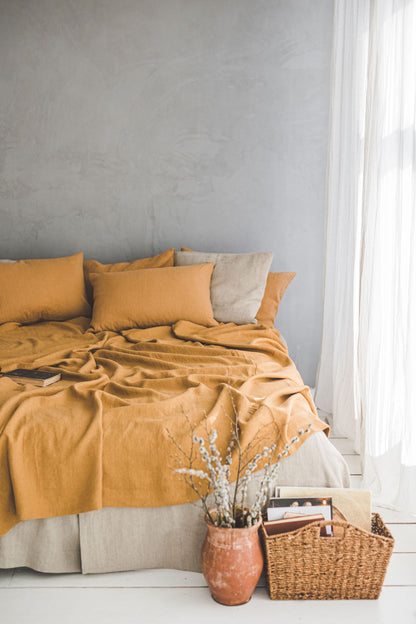 Camel linen bedspread