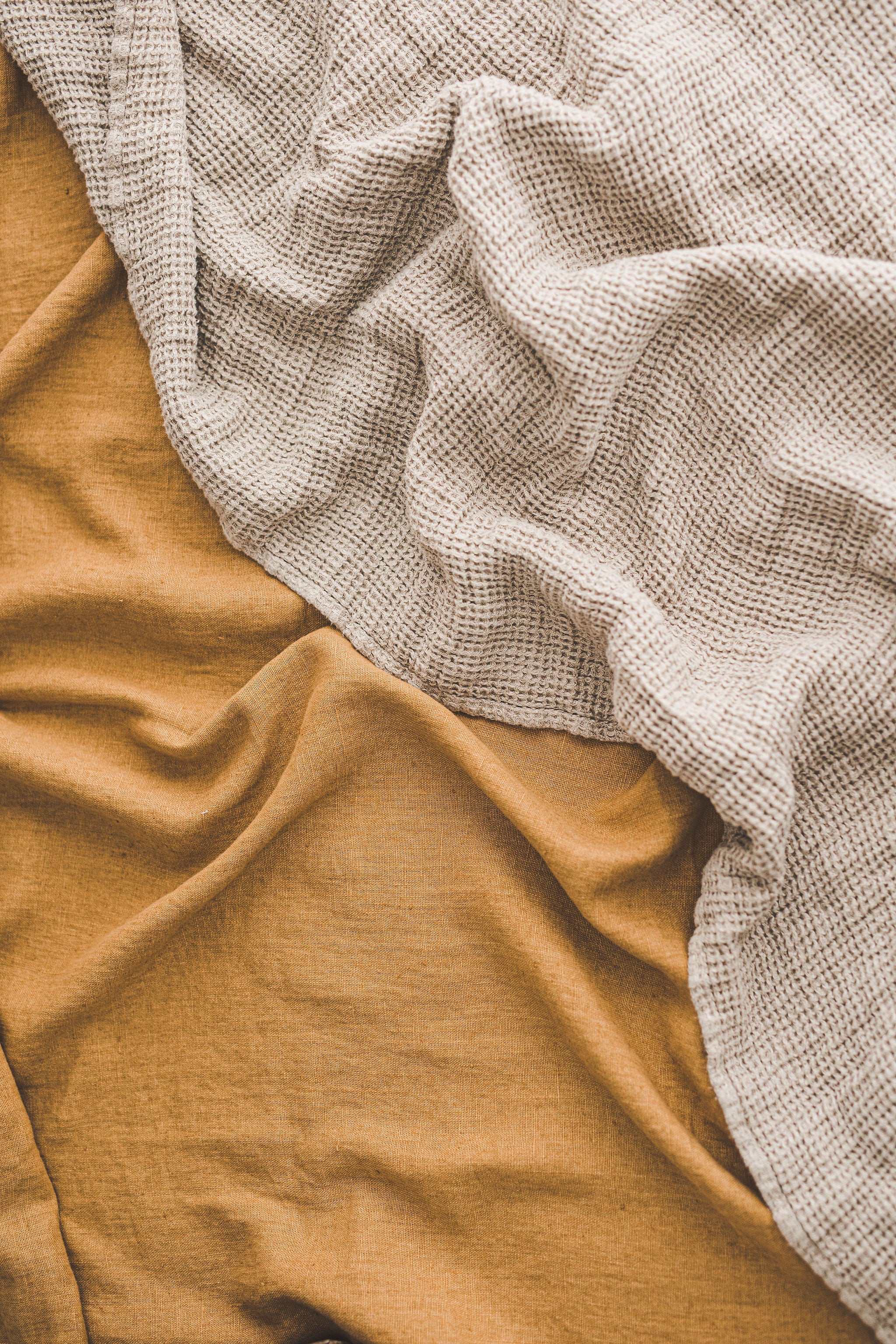 Camel linen bedspread