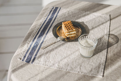 French style linen placemats with blue stripes