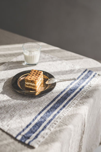 French style linen placemats with blue stripes