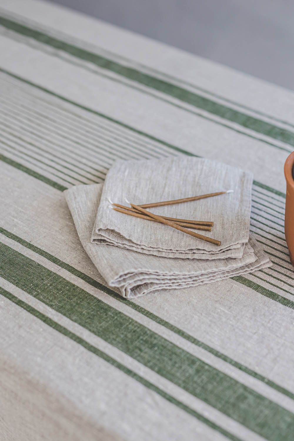 Natural linen napkins from French style linen fabric