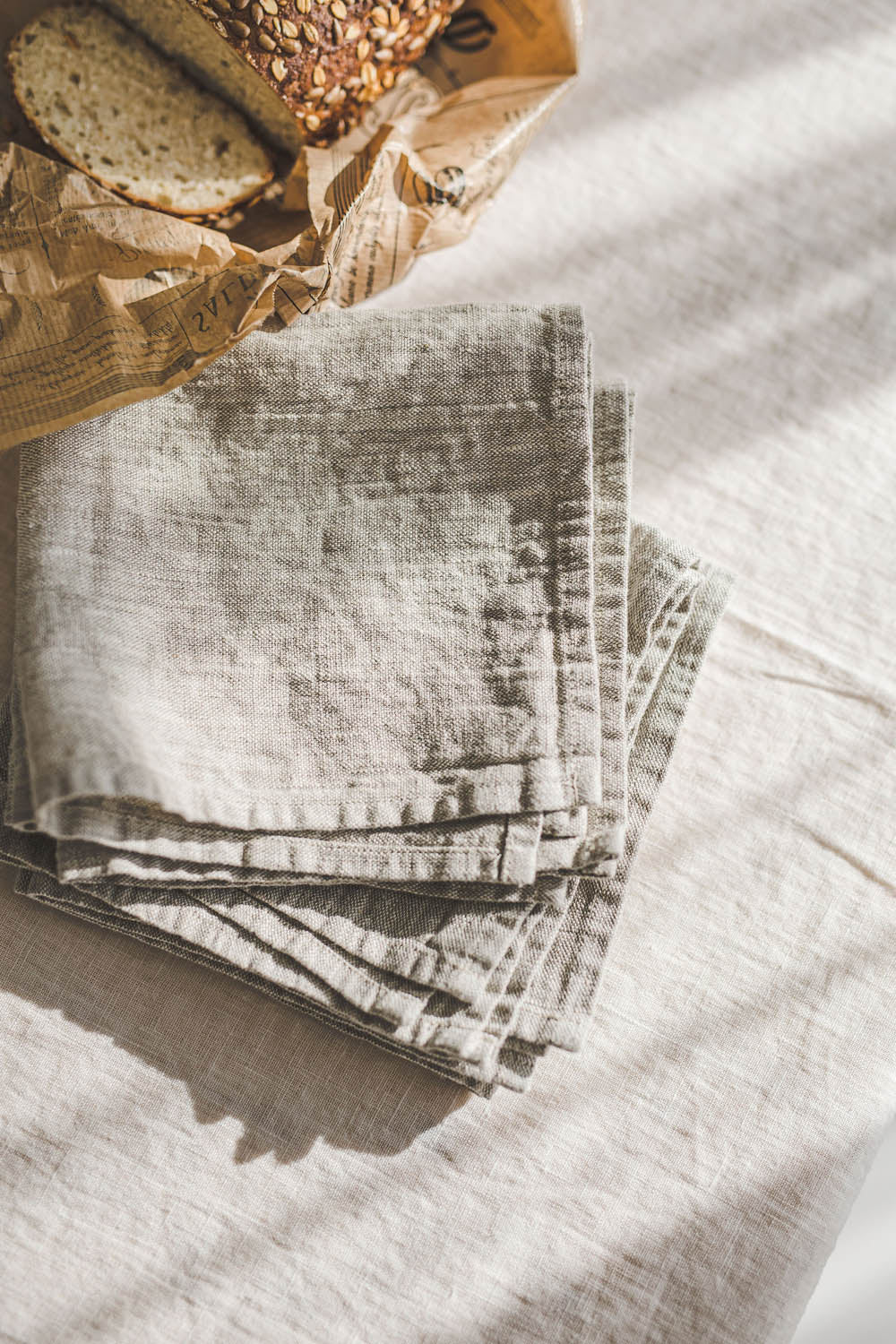 Natural linen napkins from French style linen fabric