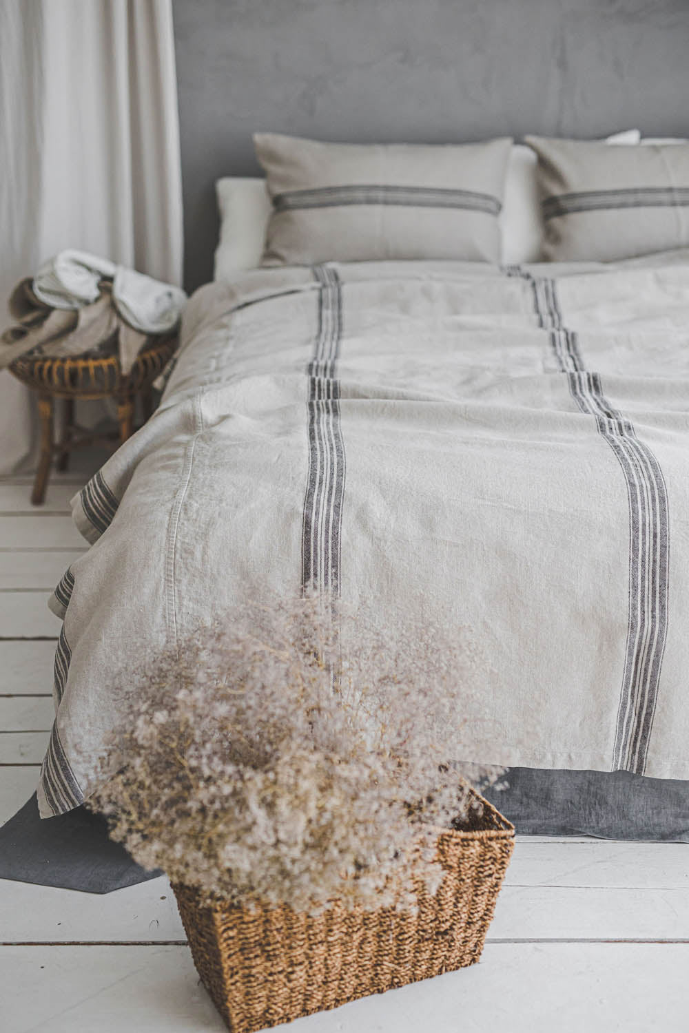 Rustic linen bedspread
