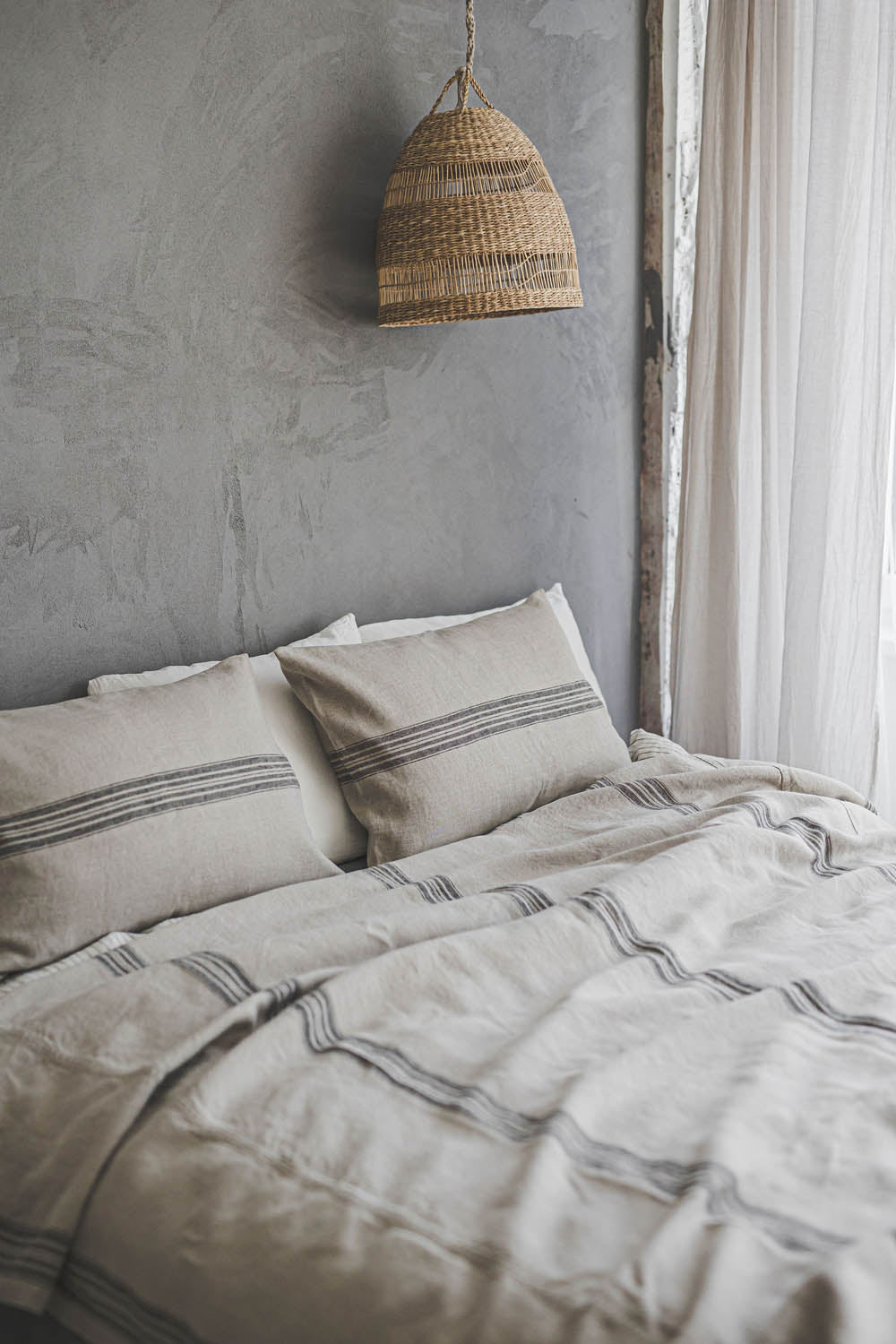 Rustic linen bedspread