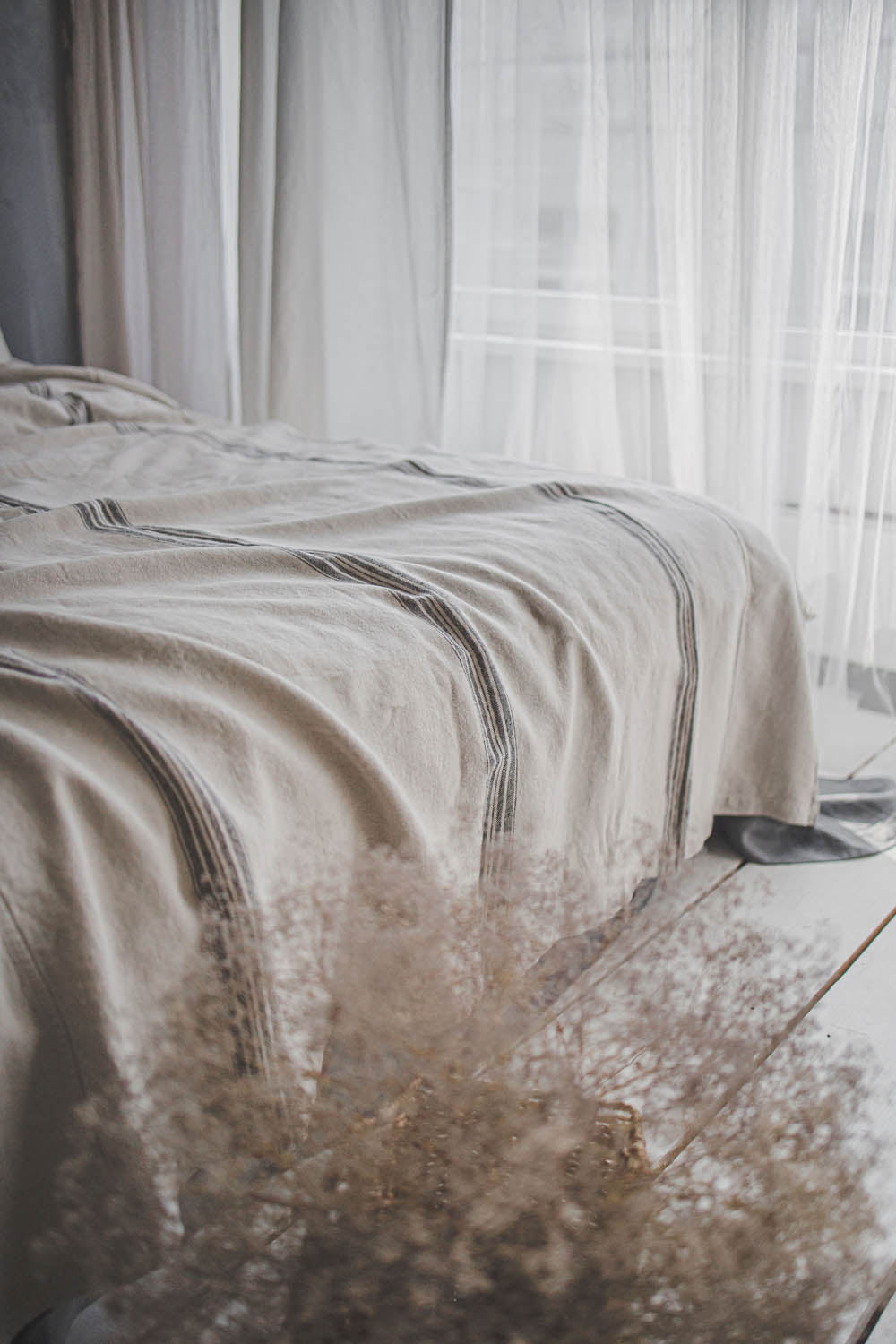 Rustic linen bedspread