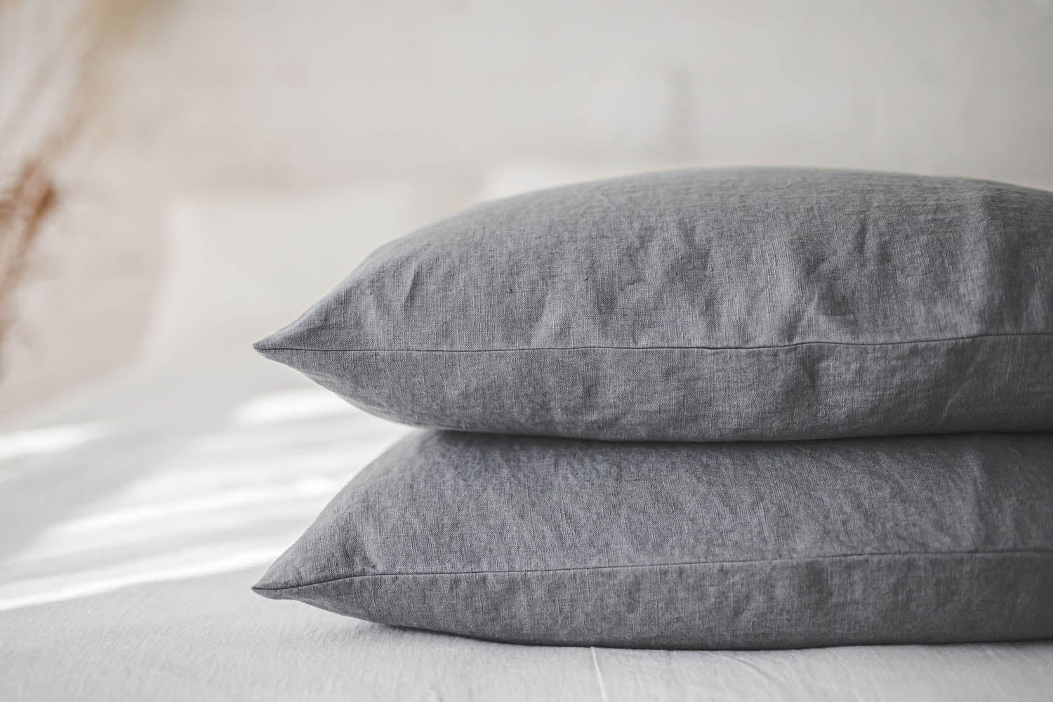 Grey linen pillowcase