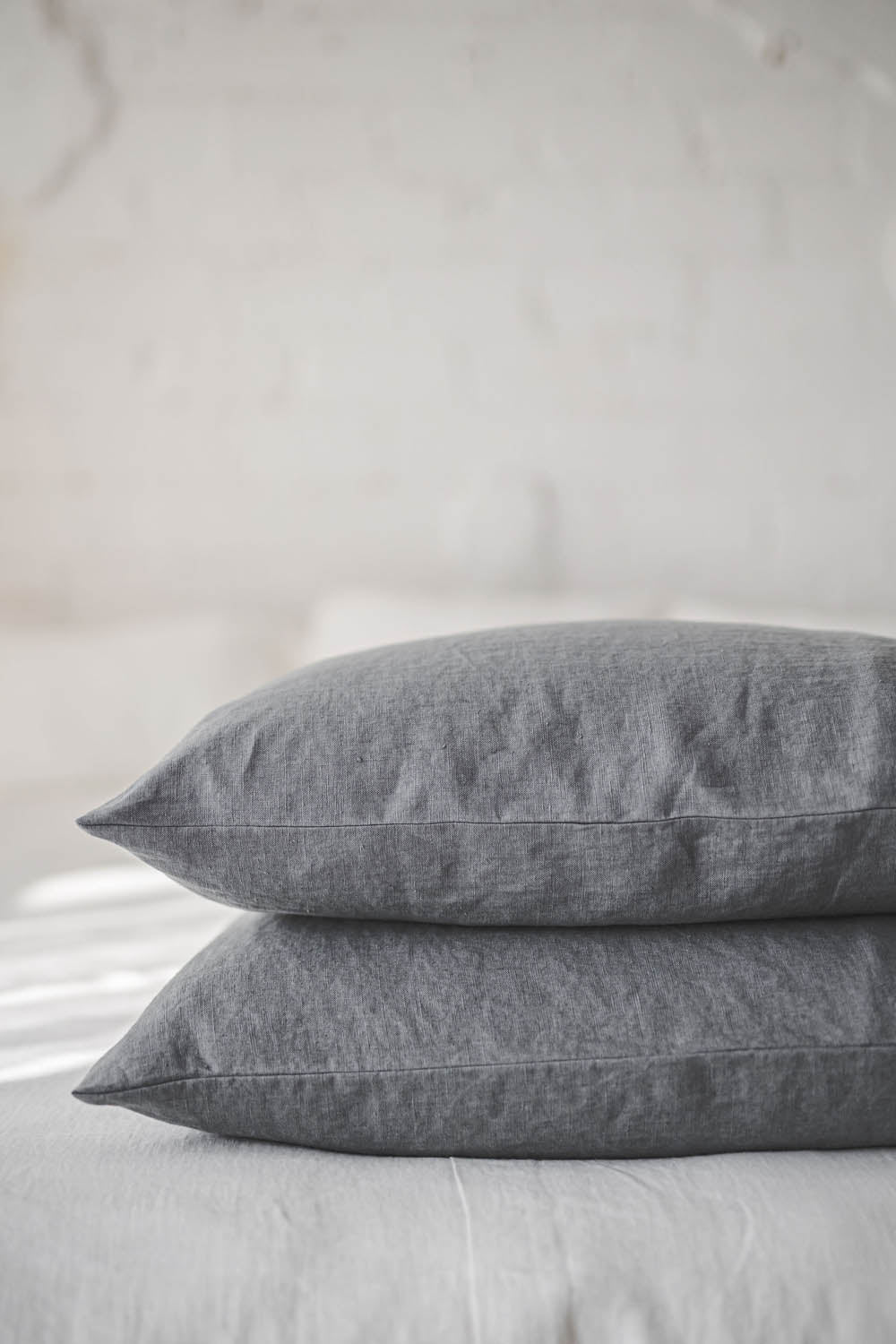 Grey linen pillowcase