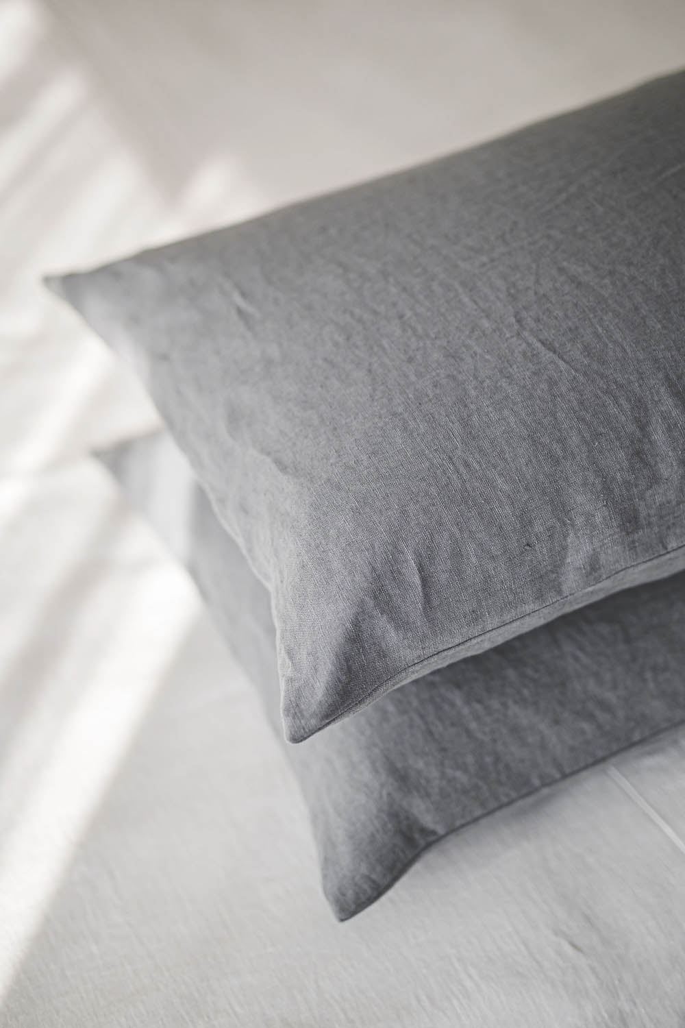 Grey linen pillowcase