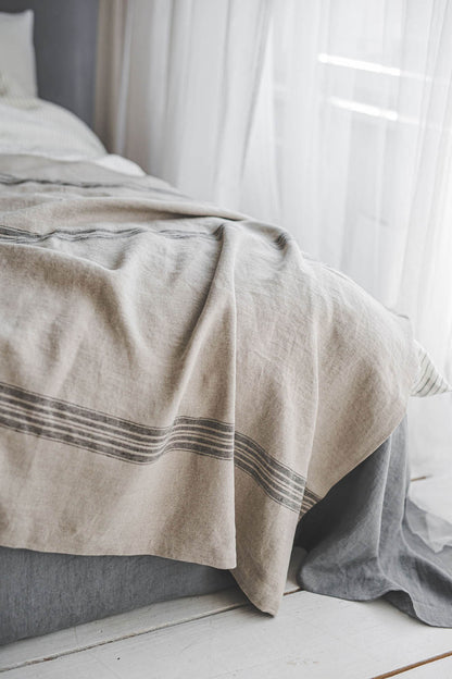 Rustic linen throw blanket