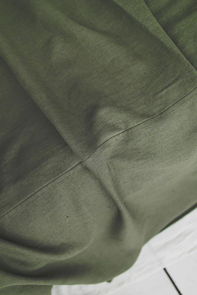 Forest green linen bedspread