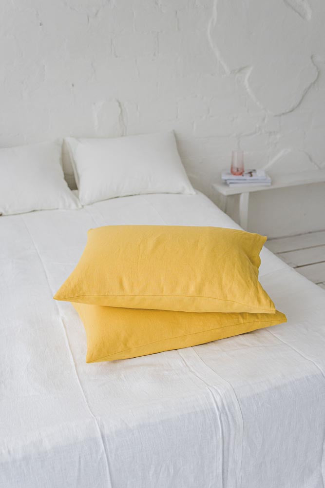 Mimosa yellow linen pillowcase