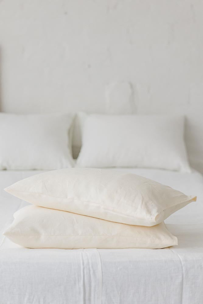 Cream linen pillowcase