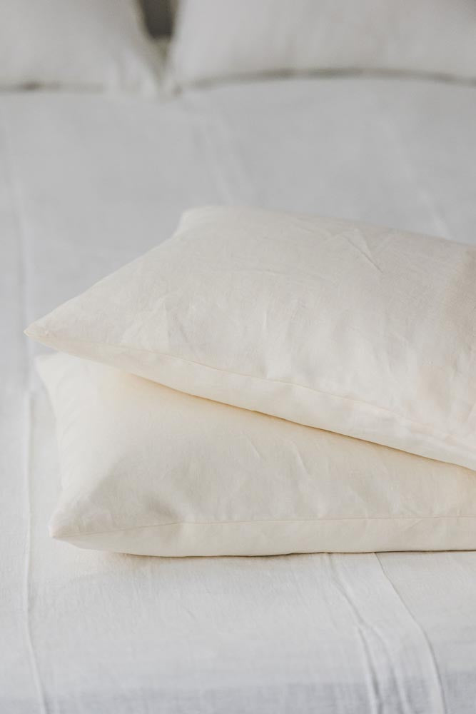 Cream linen pillowcase