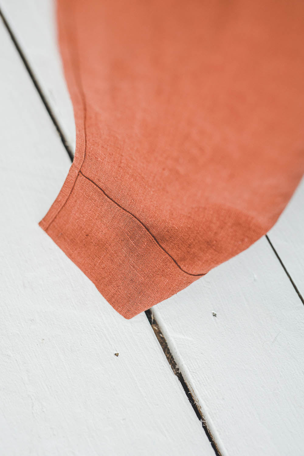 Heavyweight burnt orange linen curtain