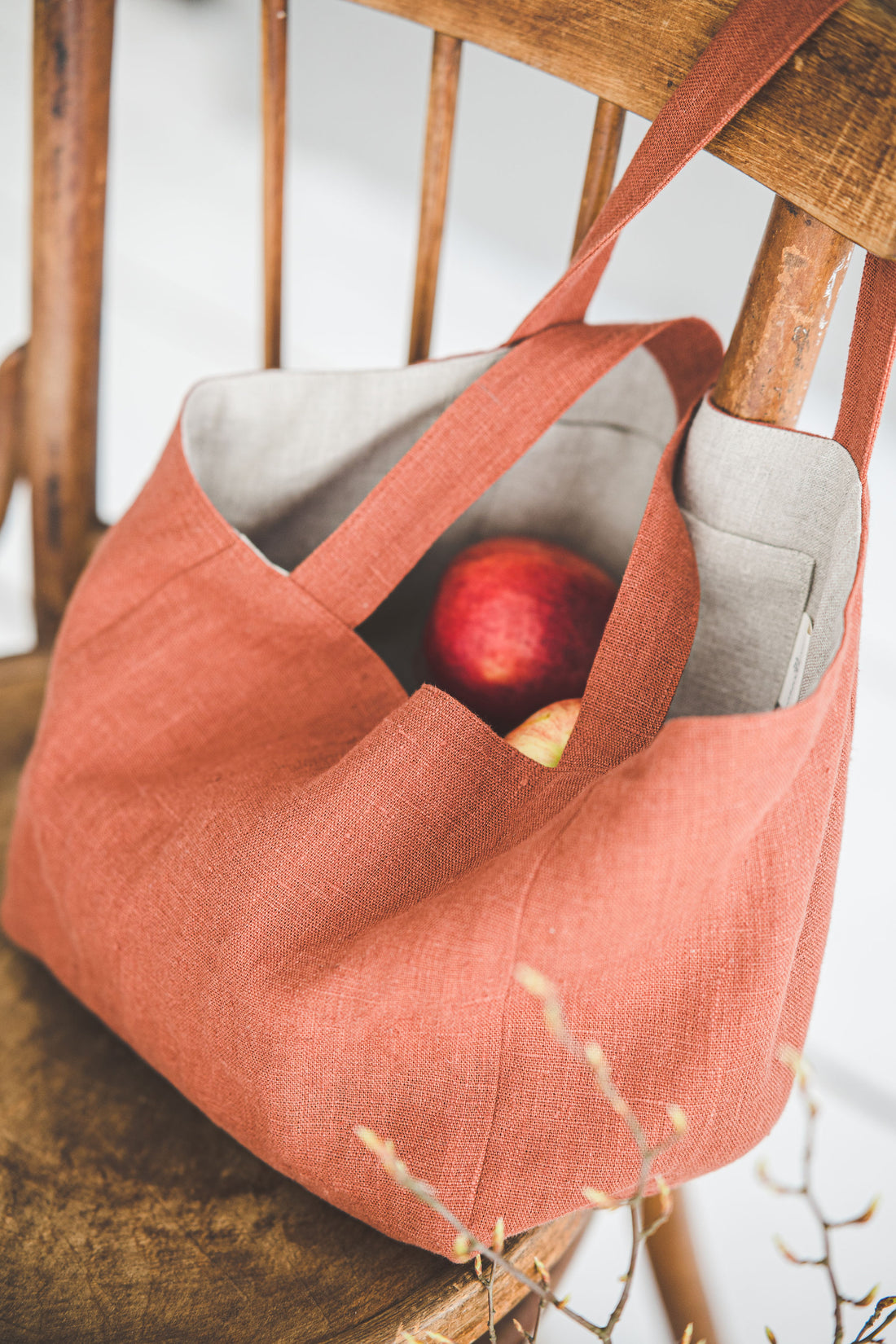 Burnt orange linen handbag