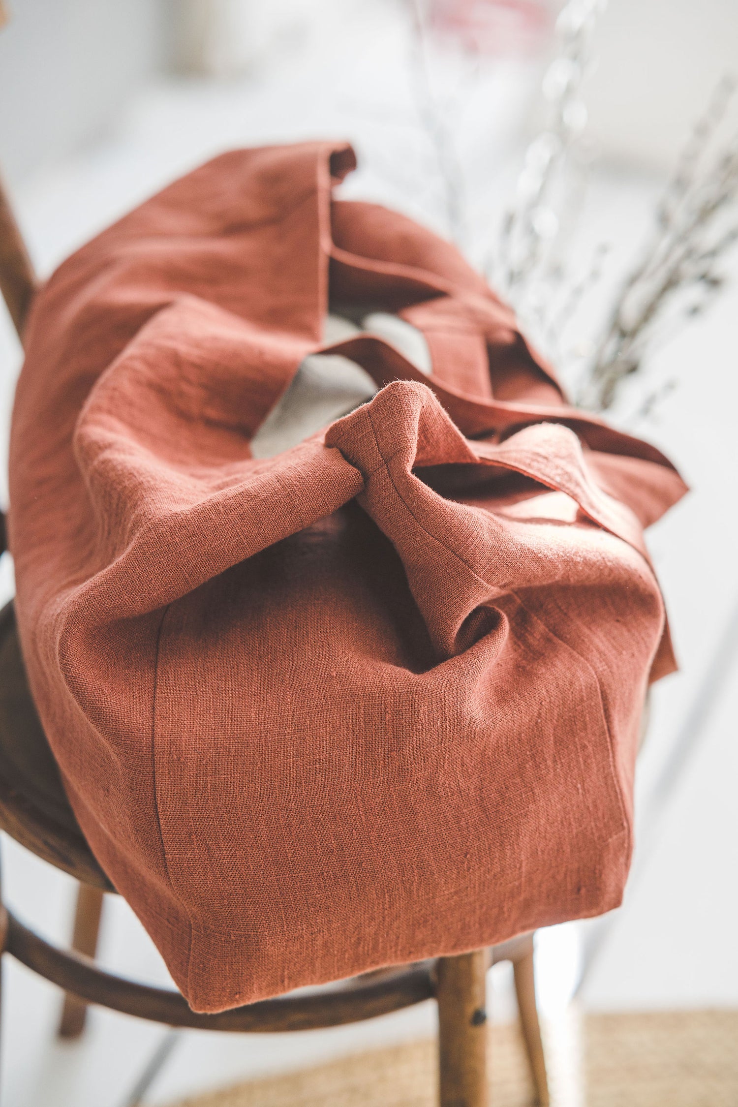 Burnt orange linen beach bag