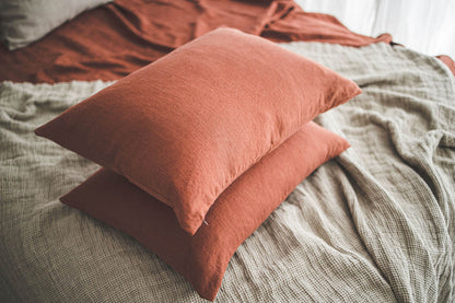 Burnt orange heavyweight linen pillowcase