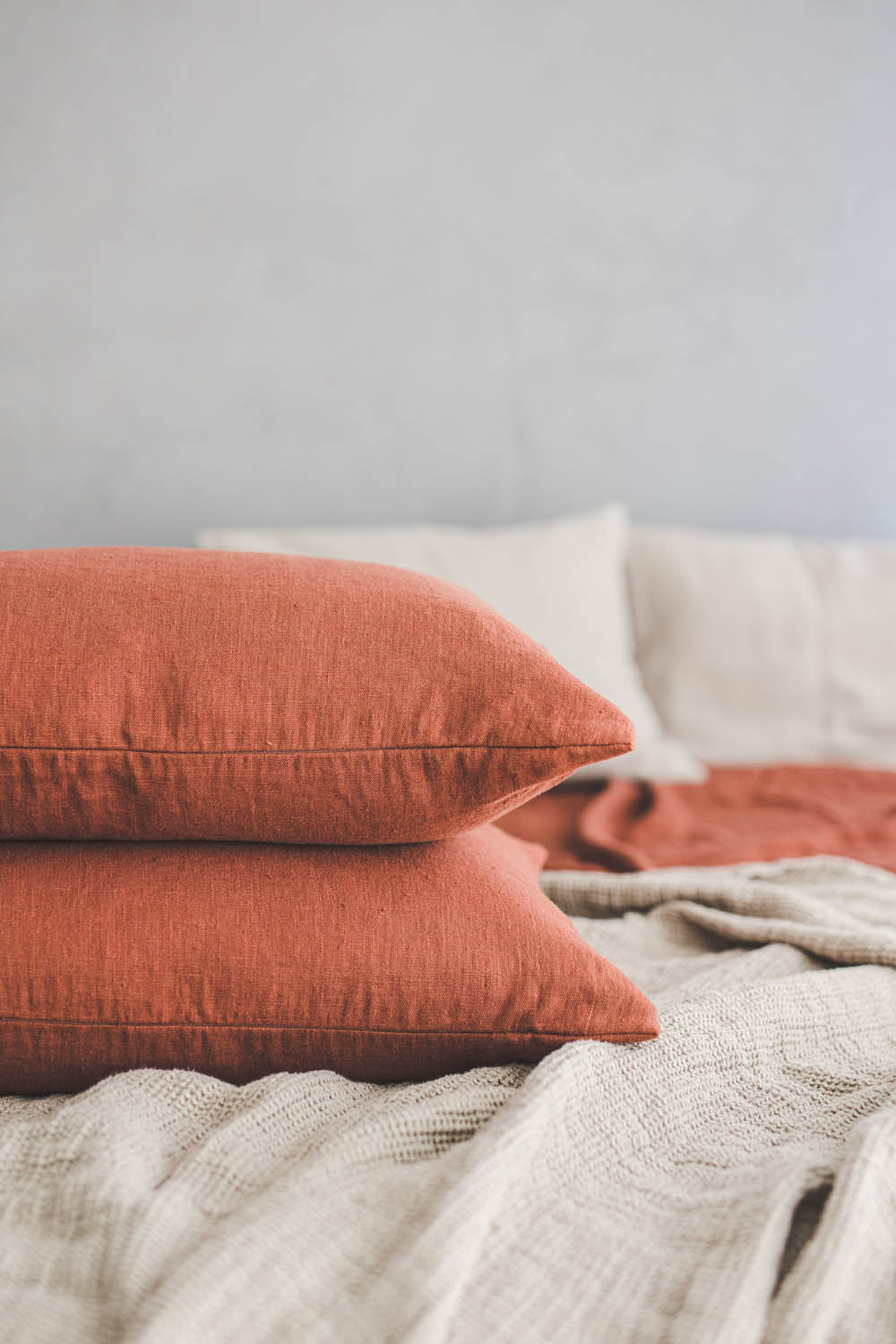 Burnt orange heavyweight linen pillowcase