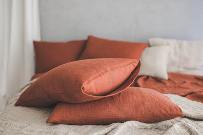 Burnt orange heavyweight linen pillowcase