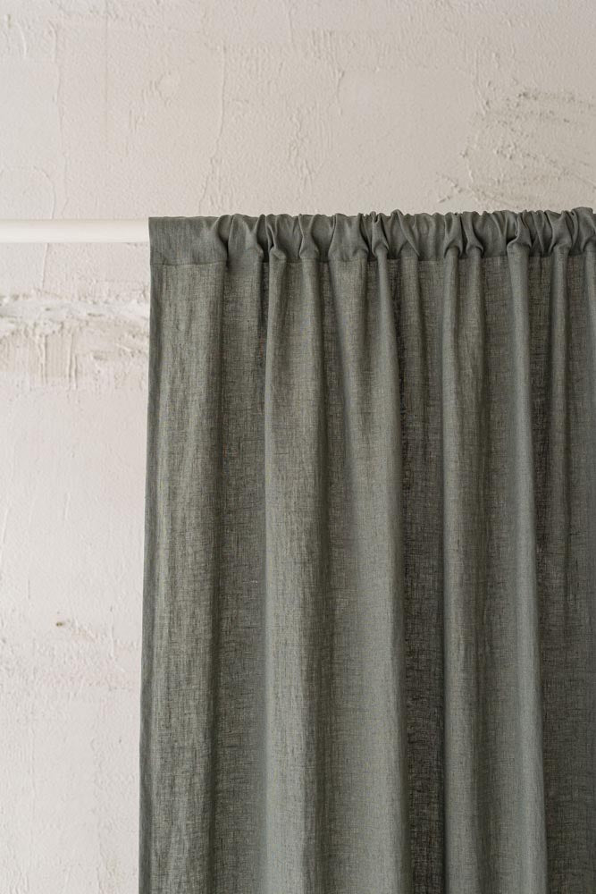 Gray green linen curtain