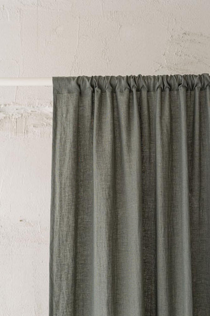 Gray green linen curtain