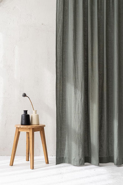 Gray green linen curtain