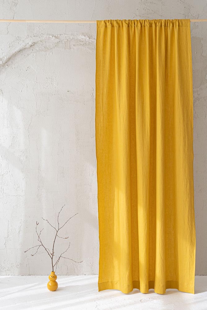 Mimosa yellow linen curtain