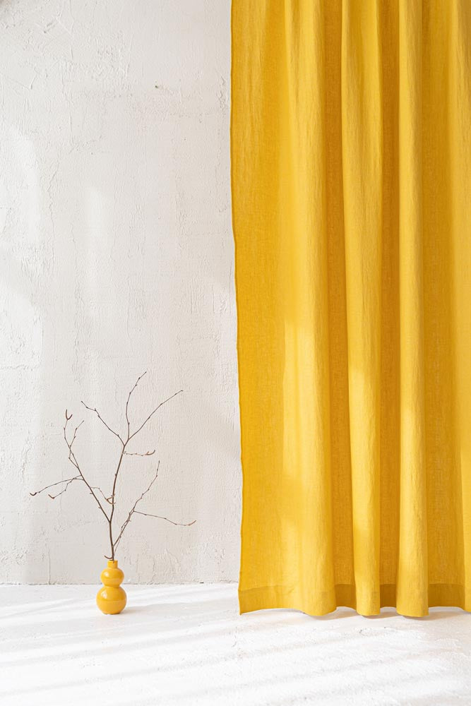 Mimosa yellow linen curtain