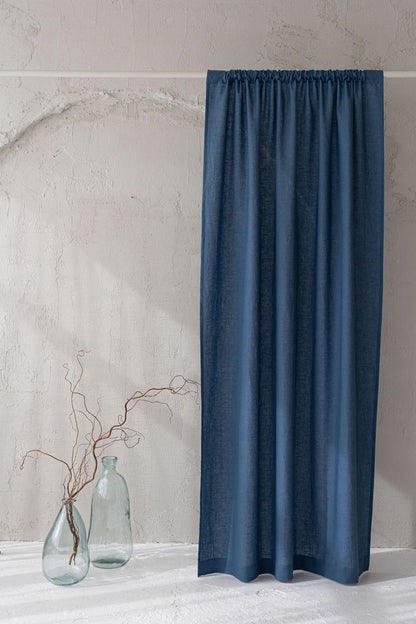 Cornflower blue linen curtain