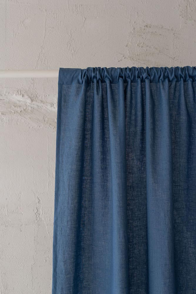 Cornflower blue linen curtain