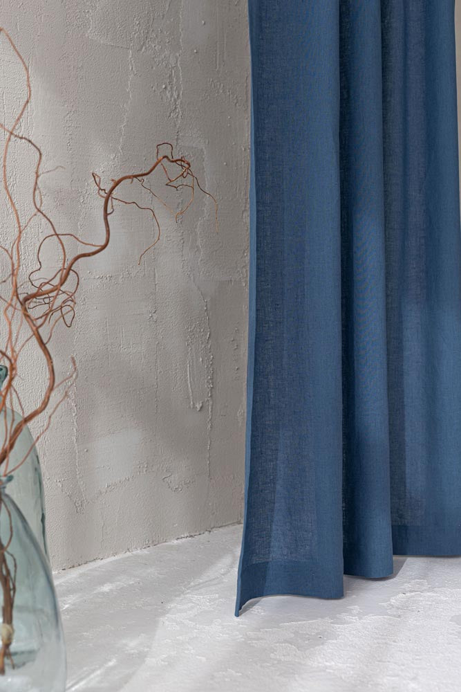 Cornflower blue linen curtain