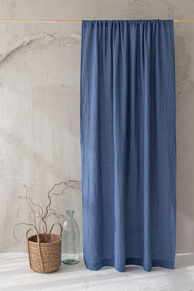 Denim blue linen curtain