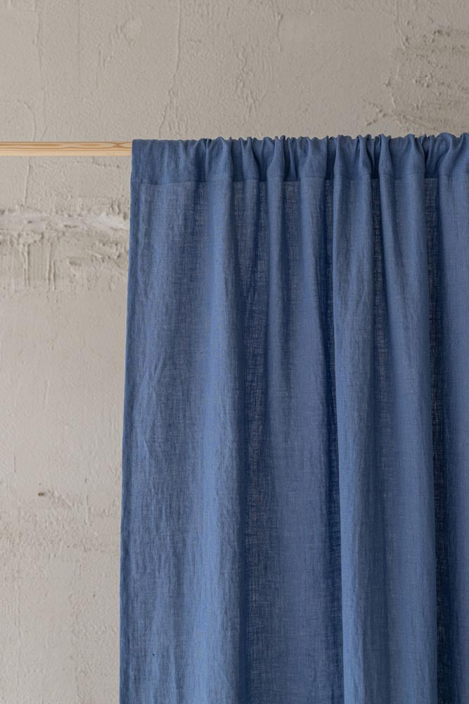 Denim blue linen curtain