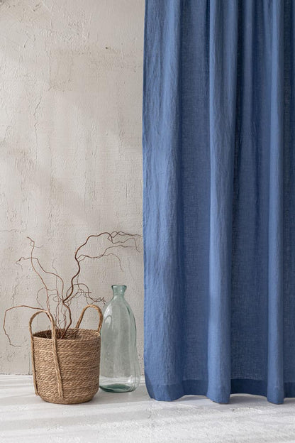 Denim blue linen curtain