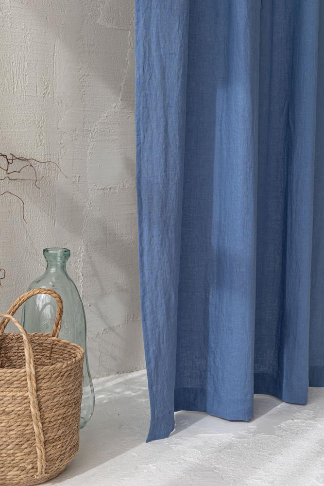 Denim blue linen curtain