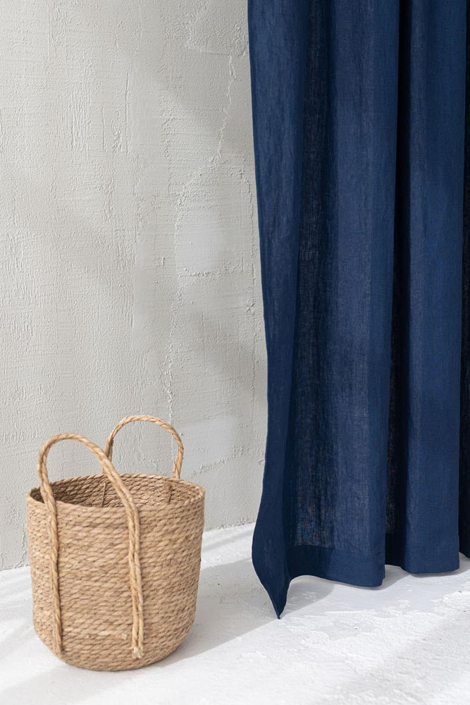 Midnight blue linen curtain