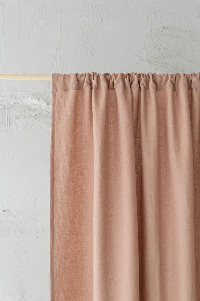 Misty rose linen curtain