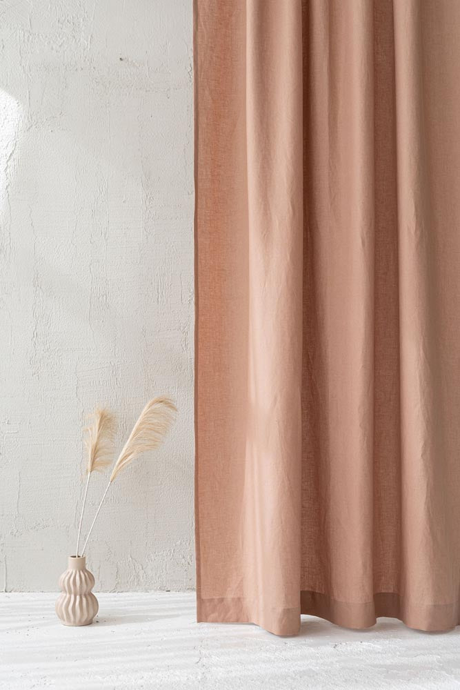 Misty rose linen curtain