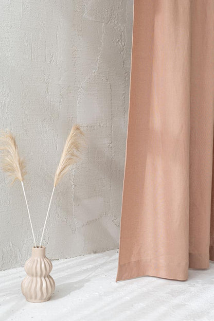 Misty rose linen curtain