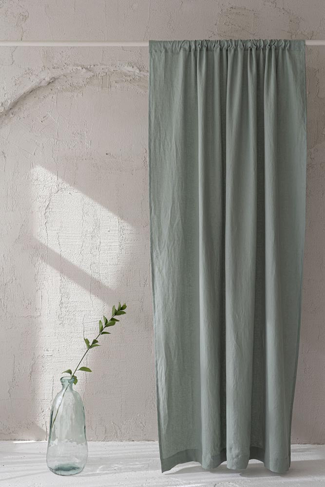 Frosty green linen curtain