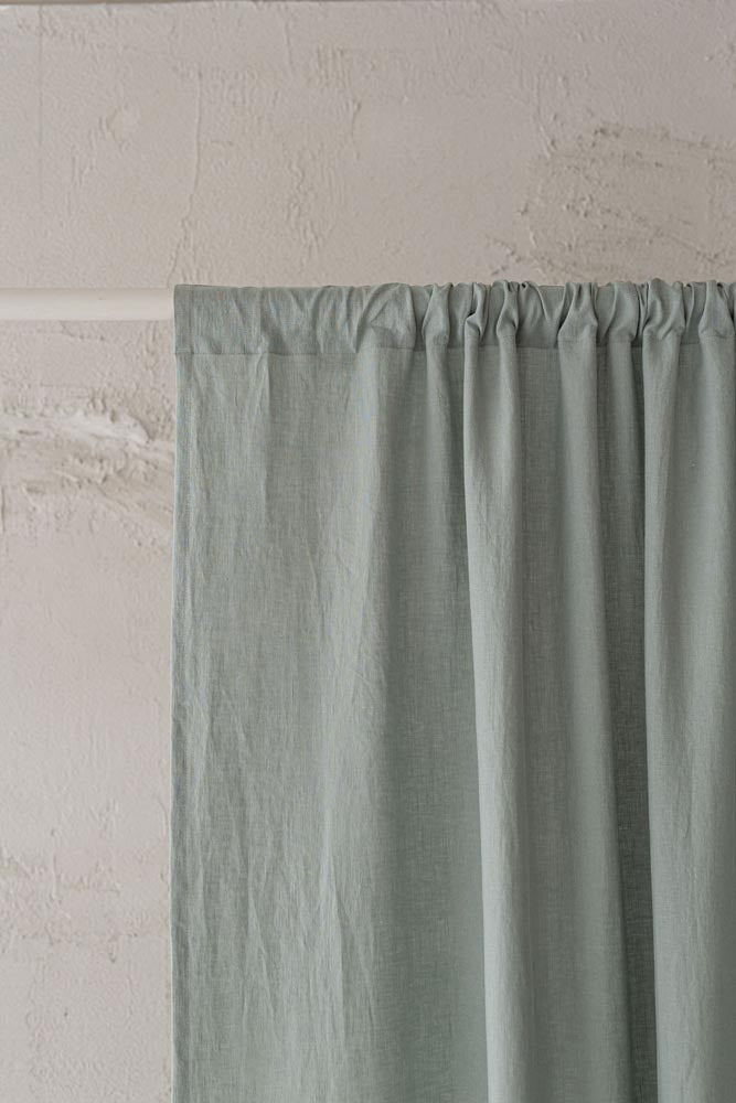 Frosty green linen curtain