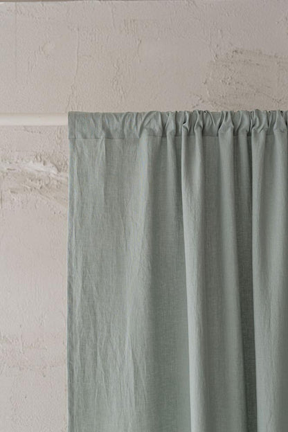 Frosty green linen curtain