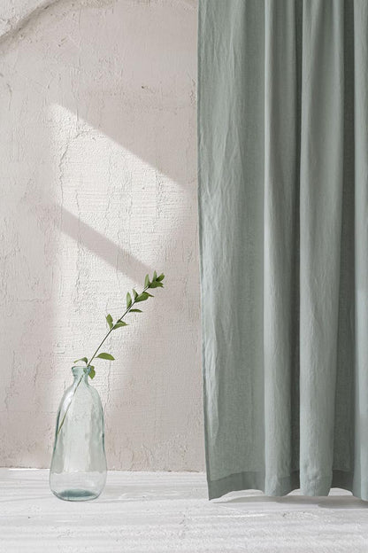 Frosty green linen curtain